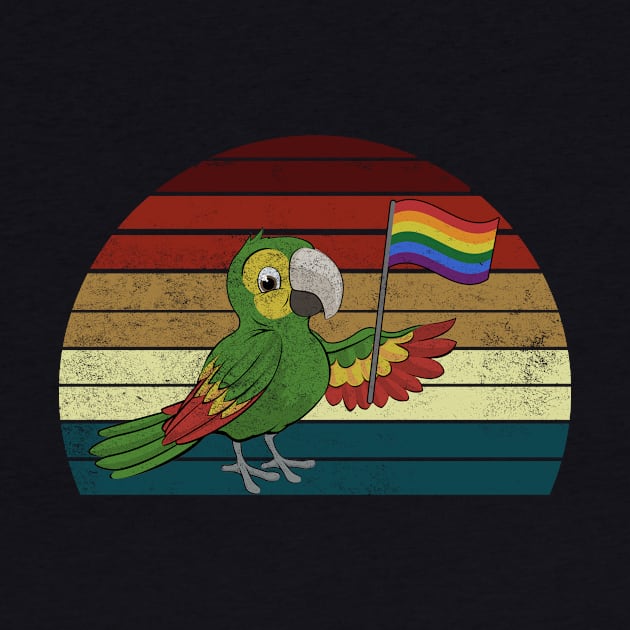 Vintage Gay Pride Flag Parrot T-Shirt For LGBT Pride by Kaileymahoney